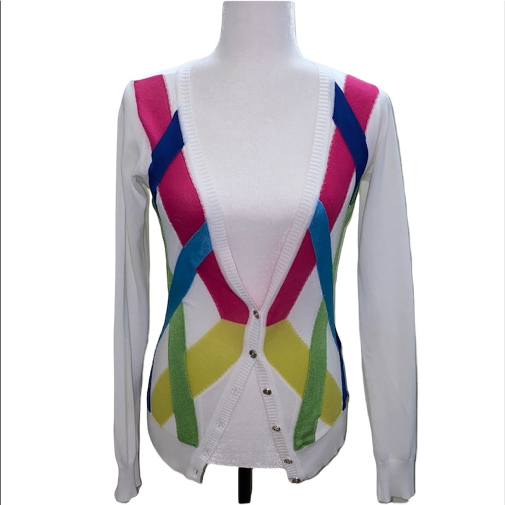 Versace jeans couture stripes knit sweater long sleeve classic cardigan buttons